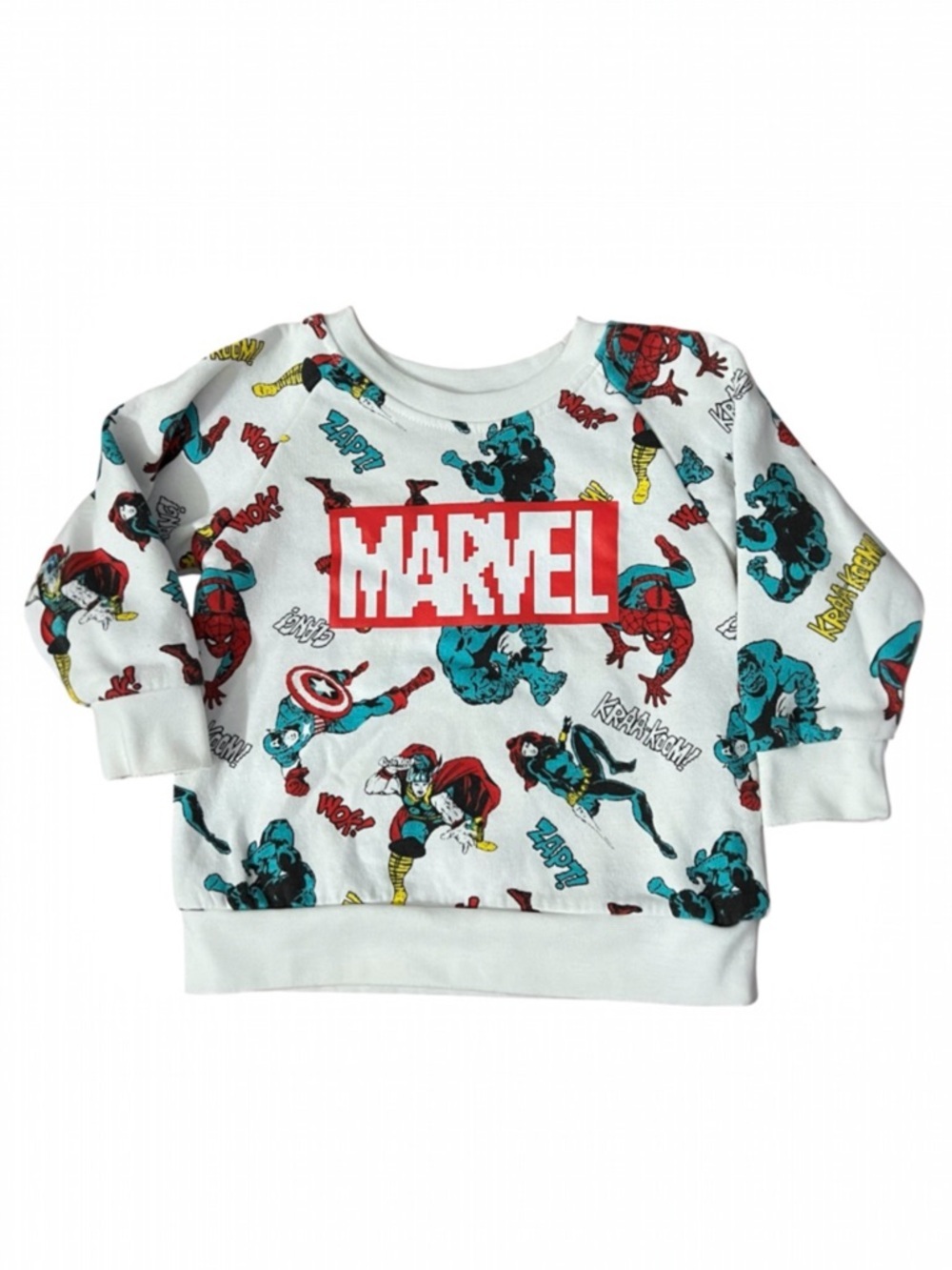Marvel Allover Comic Print Pullover Sweatshirt Spiderman Avengers Boys Size 2T
